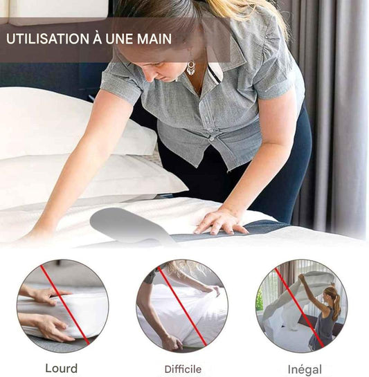 SET de 2 Outils d'organisation des draps de lit, Rehausseur de matelas pour changer les draps de lit